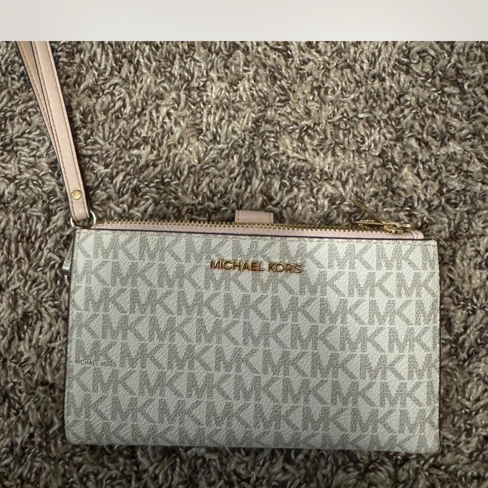 Michael Kors white with pink inside Wristlet